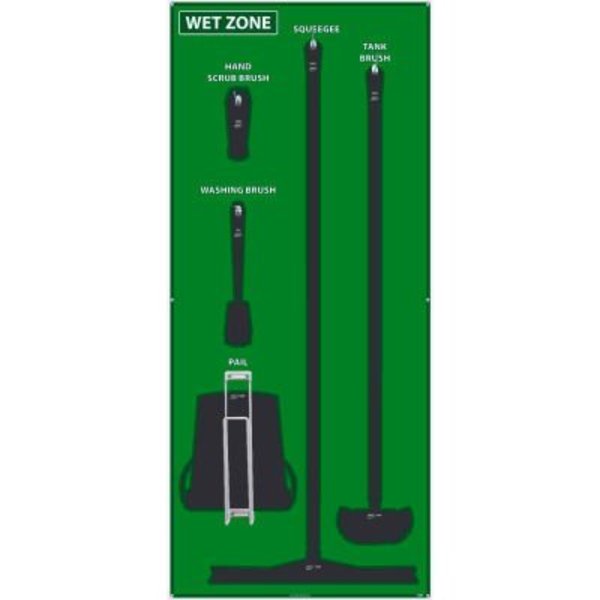 Nmc National Marker Wet Zone Shadow Board, Green/Black, 68 X 30, Aluminum - SB120AL SB120AL